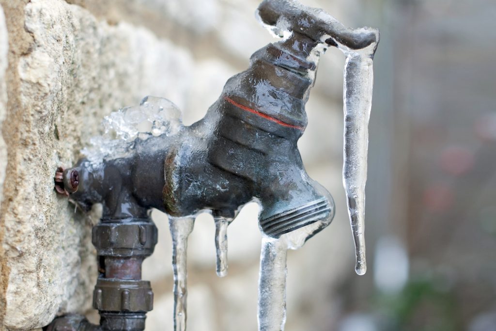 Frozen ice on tap