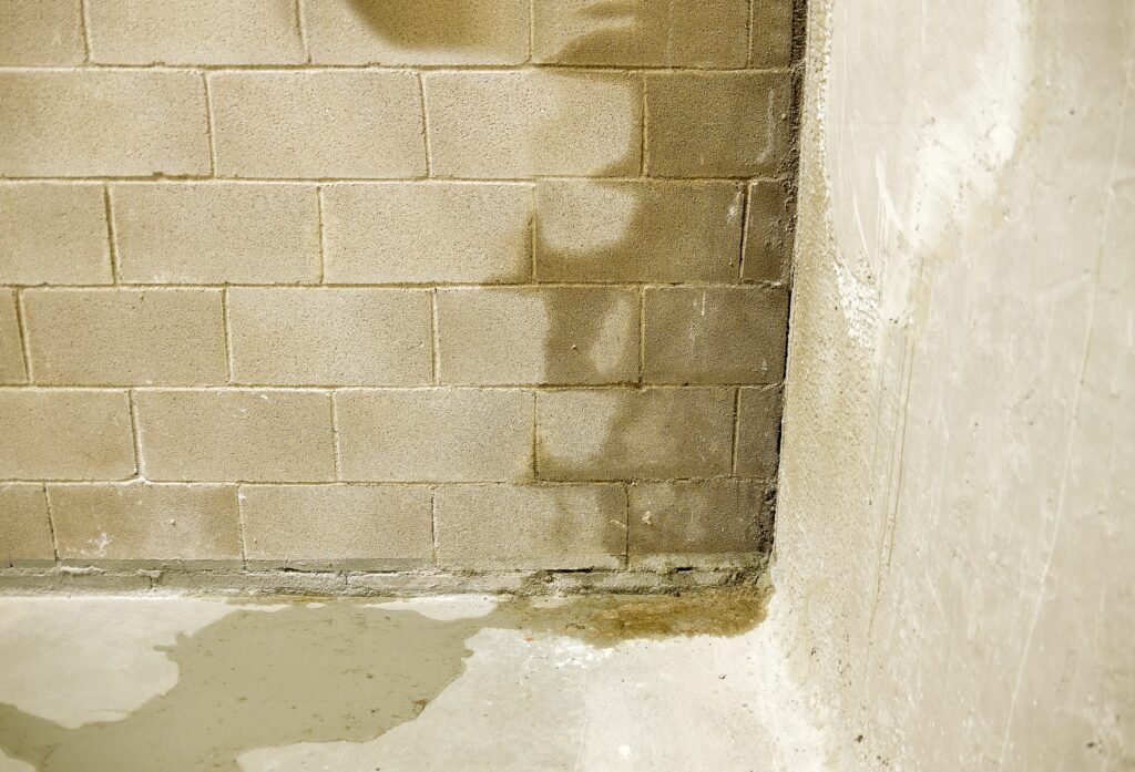Wet cinder block in basement